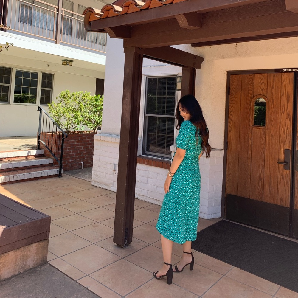 MIDI green floral dress
